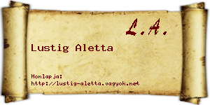 Lustig Aletta névjegykártya